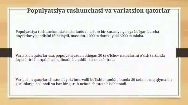 Ko'plik, variatsion qator, ular bilan ishlash: moda, mediana, tartiblash 3