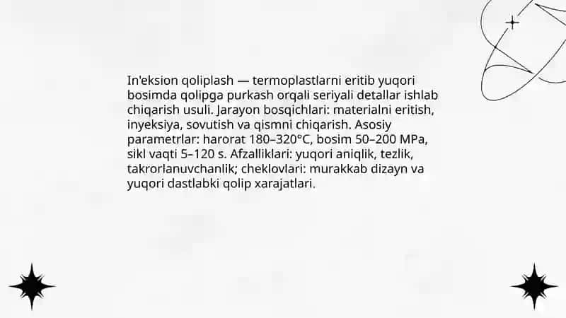 Plastmassalardan detallar tayyorlash usullari 3