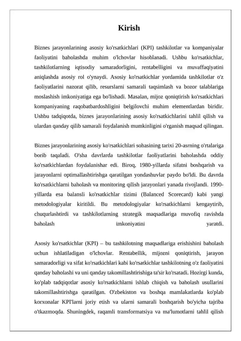 Biznes jarayonlarining asosiy ko'rsatkichlari 3