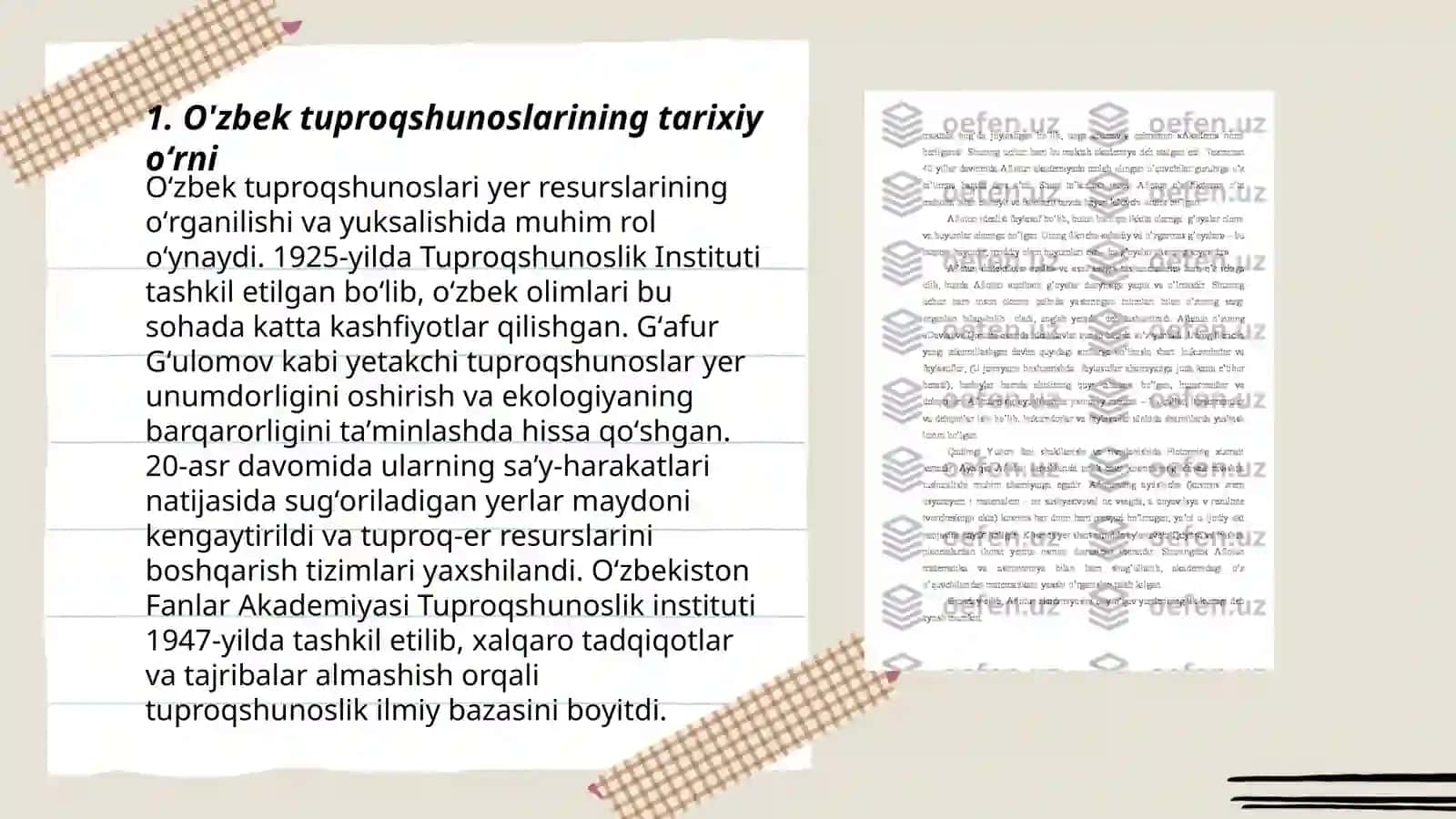 O'zbekiston tuproqshunos olimlari ilmiy ishlarining tuproqshunoslik fanining rivojlanishidagi ahamiyati 3