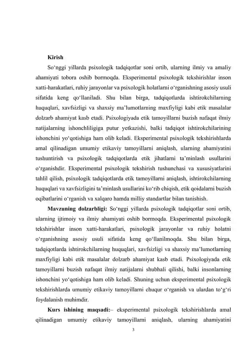 Eksperimental psixologik tekshirishlardagi umumiy etikaviy tamoyillar 3