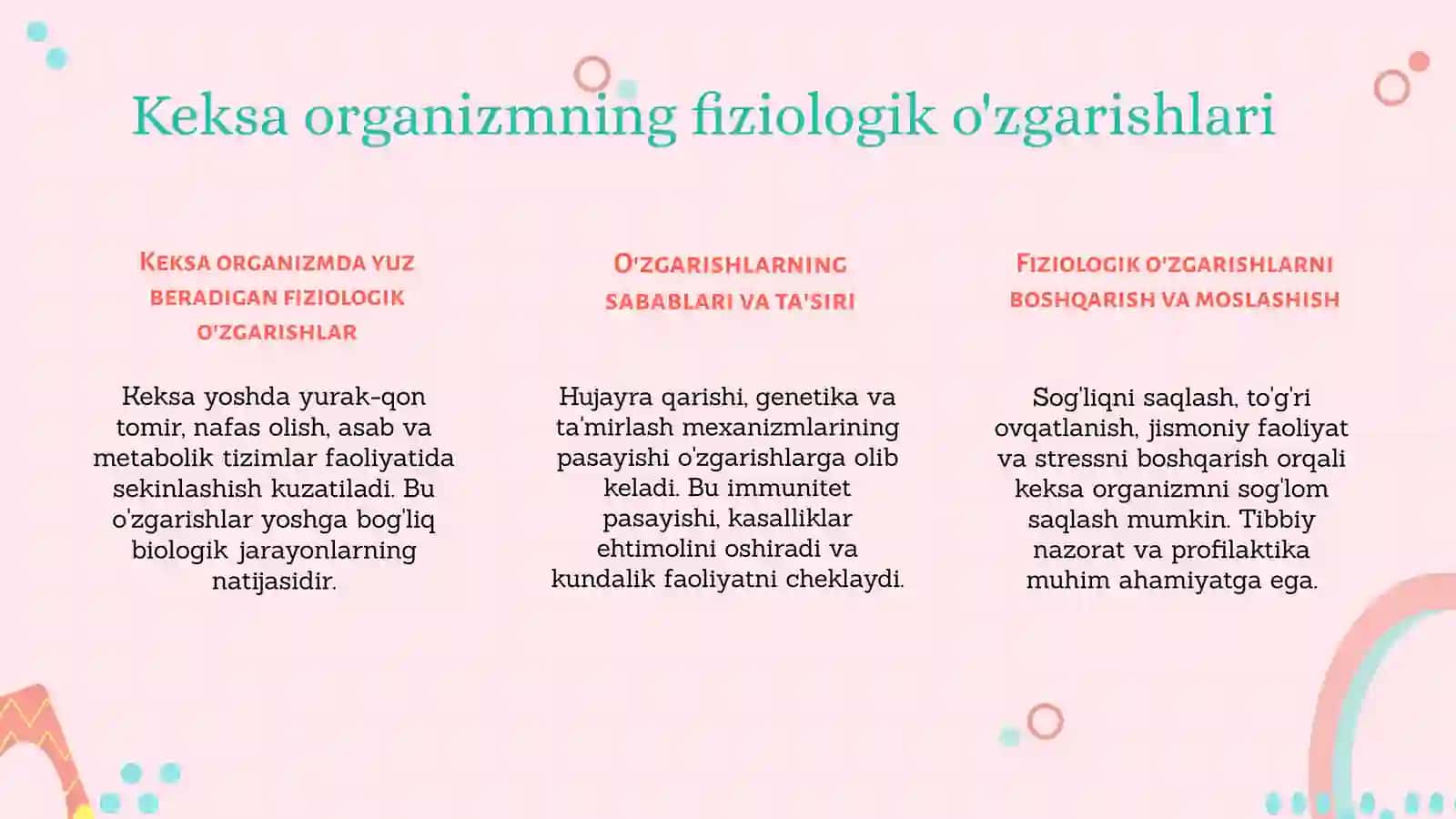 Keksa bemor keksa organizmning fiziologik xususiyatlari krizis 3