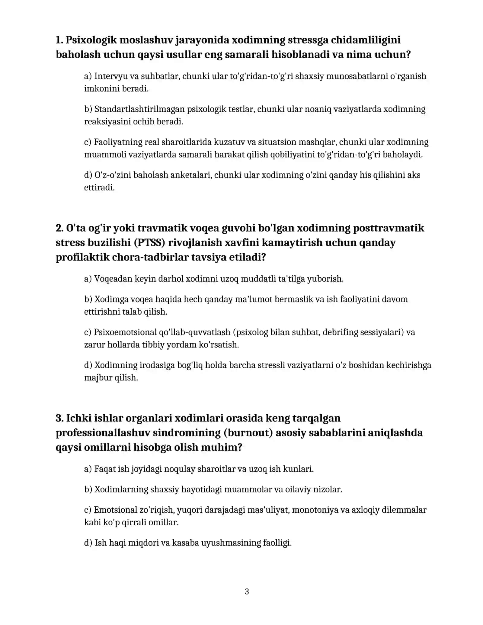 ICHKI ISHLARGA KIRIVCHILAR UCHUN PSIXOLOGIK TESTLAR TO`PLAMI 3