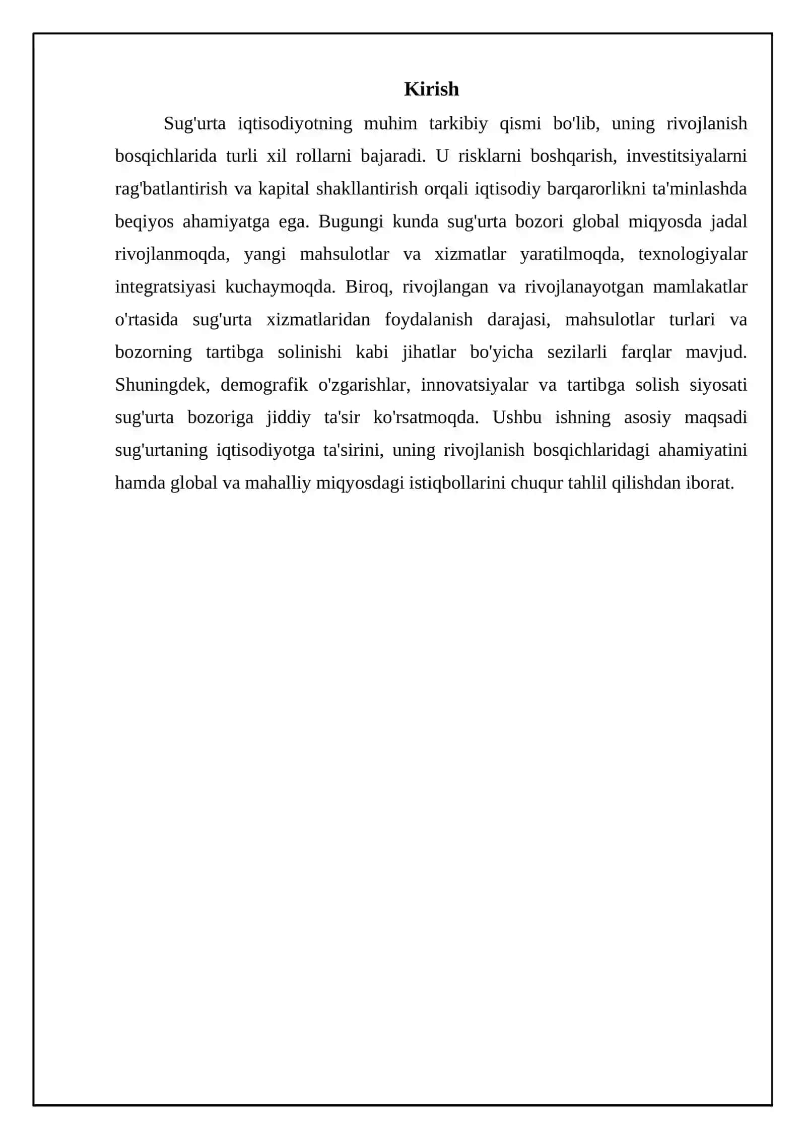 Sug'urtaning iqtisodiy roli va rivojlanish bosqichlari 3