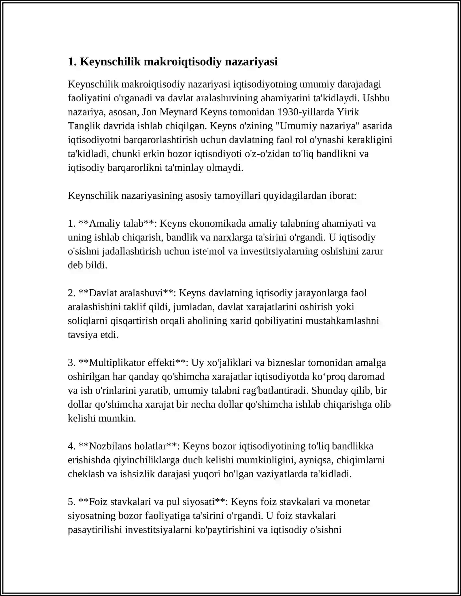 J.M.KEYNS IQTISODIY TA'LIMOTLARI 3