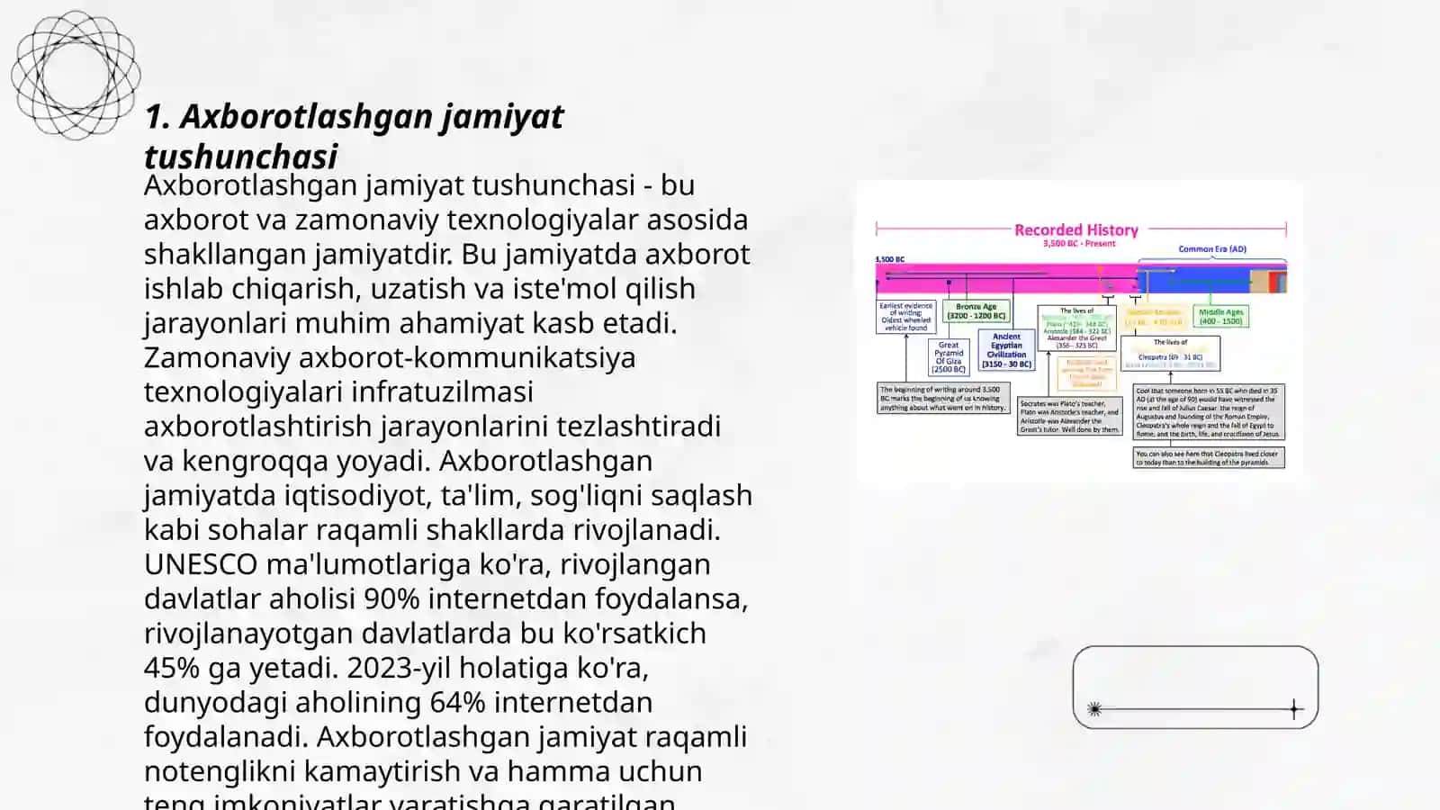 Axborotlashgan jamiyat sivilizatsiya taraqqiyotining Yangi tarixiy bosqichlari 3