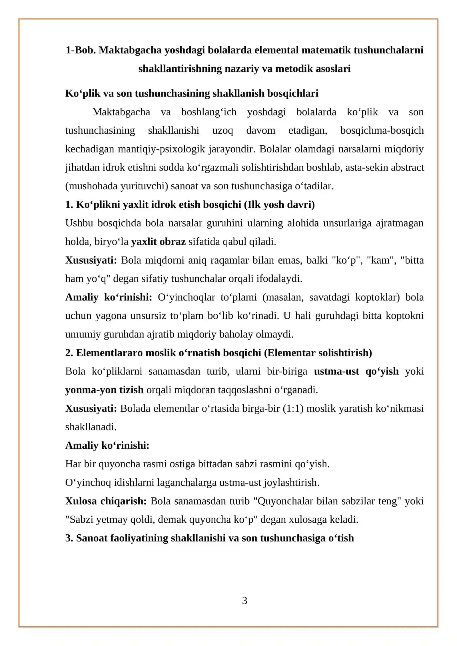 Ko`plik, son, hisob, kattalik, fazo, geometrik,shakl va shakllar haqidagi tasavvurlarni shakllantirish 3