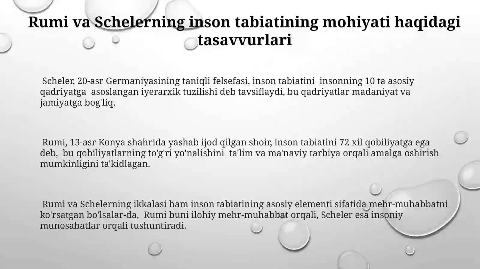 Jaloliddin Rumiy va M. Shlerning inson tabiatiga oid qarashlarini tahliletish 3