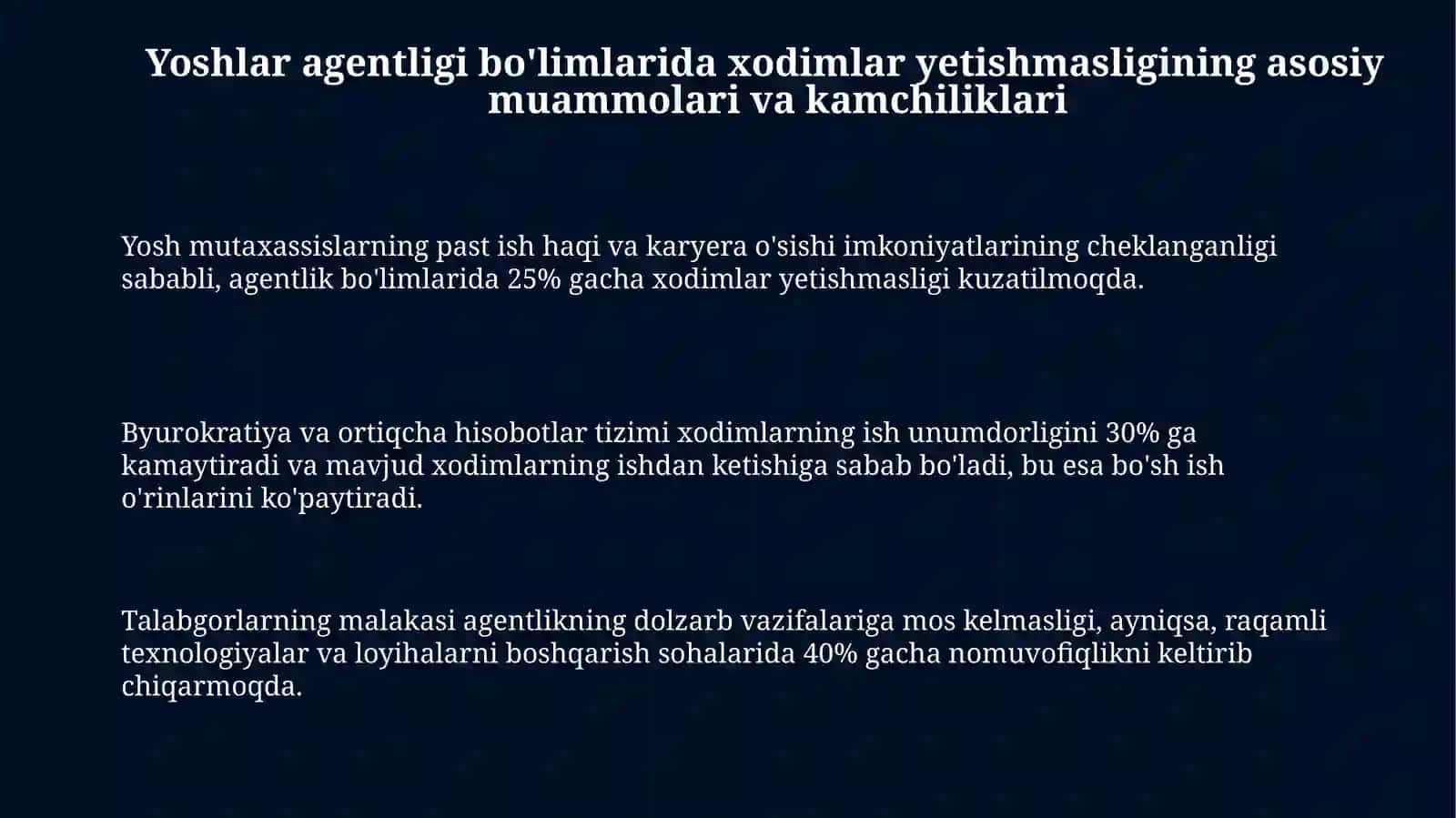 Muammo va Kamchiliklar tahlili 3