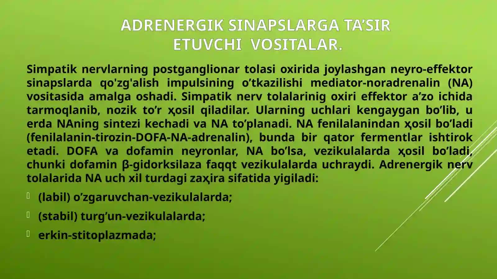 Adrenomimetiklar.  Pediatriyada adrenomimetiklarni o’ziga xos qo’llanishi 3