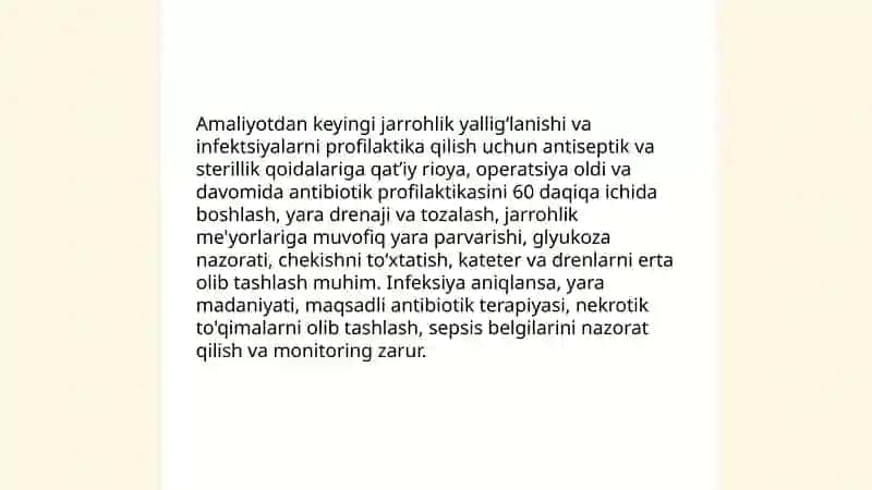 Xirurgiyada amaliyotdan keyingi asoratlar va ularning profilaktikasi 3
