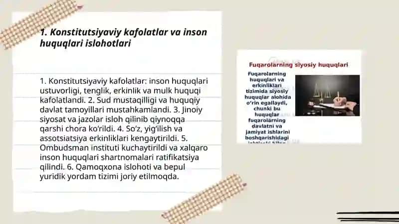 Yangi O‘zbekistonda inson haq-huquqlari va erkinliklari kafolatining yaratilishi 3