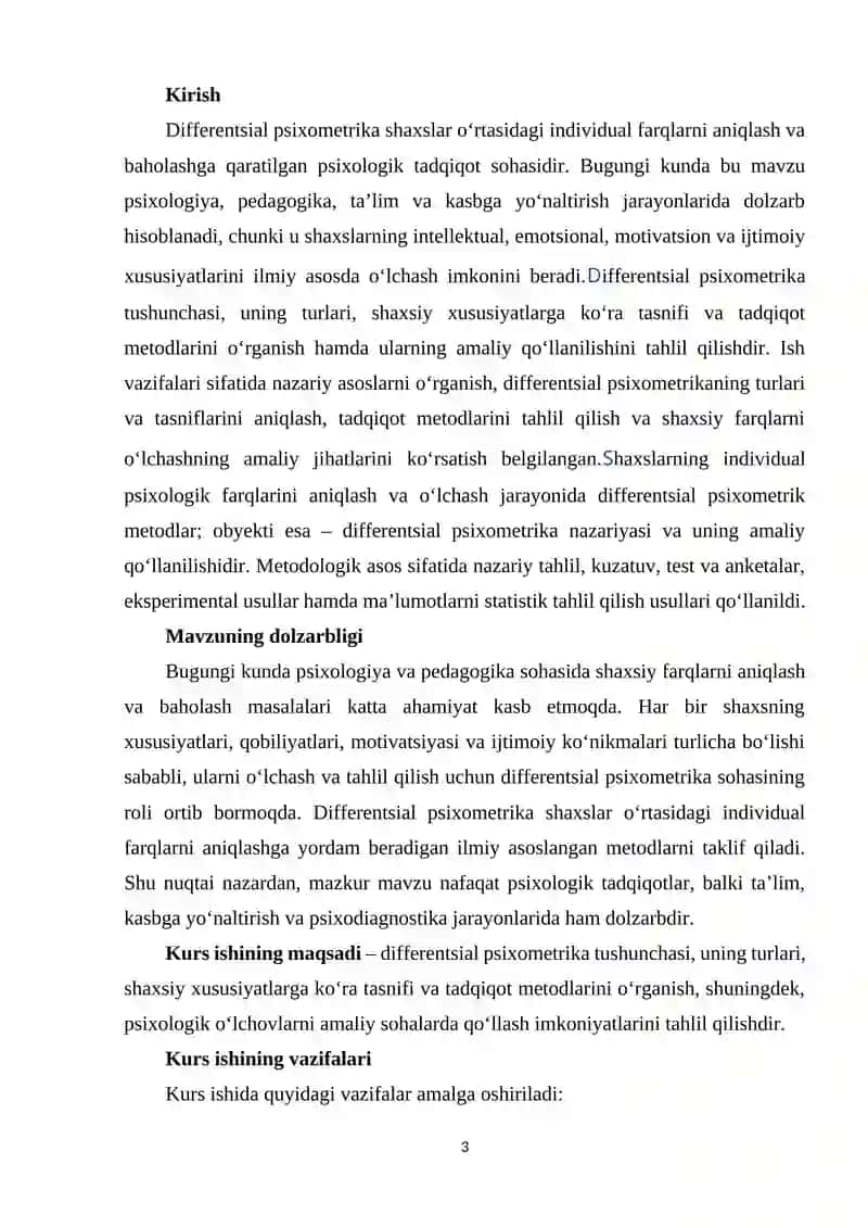 DIFFERENTSIAL PSIXOMETRIKA TASNIFI 3