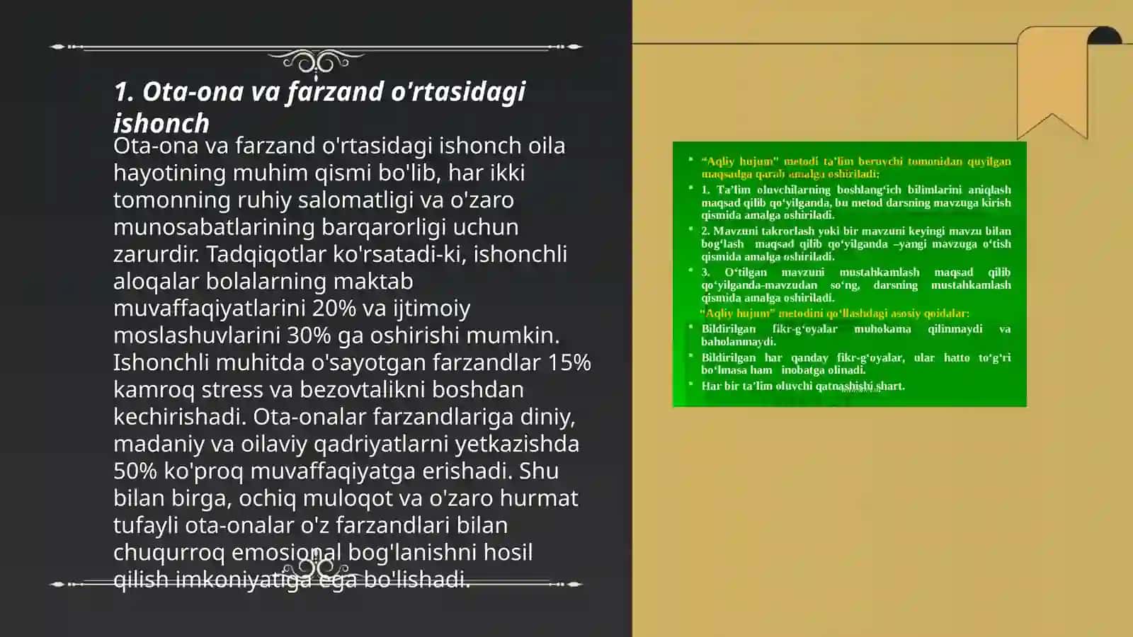 Xalq pedagogikasida ota -ona va farzandining oʻzaro munosabatlari 3