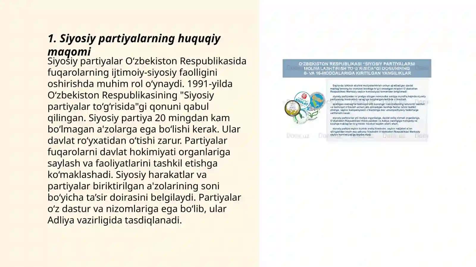 Siyosiy partiyalar faoliyatining huquqiy asoslari 3