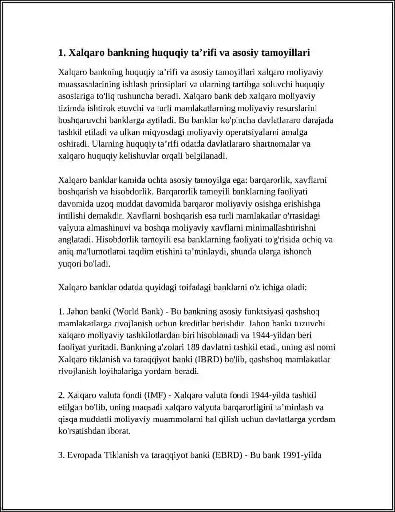 XALQARO BANKLARNING HUQUQIY MAQOMI VA TURLARI 3