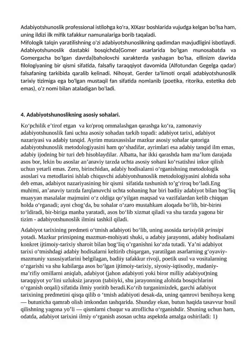 ADABIYOTSHUNOSLIK FANIDAN YAKUNIY NAZORAT JAVOBLARI 3