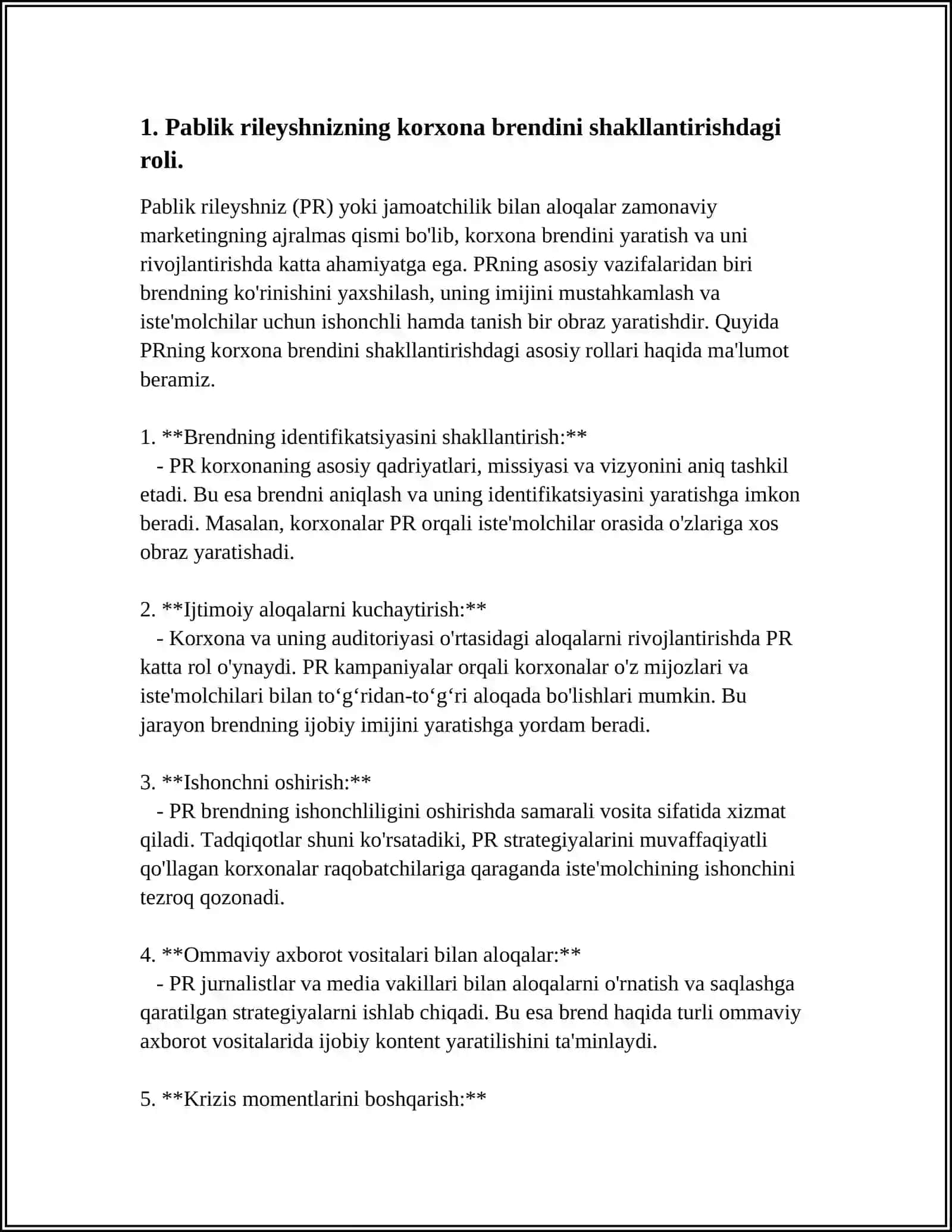 KORXONA FAOLIYATIDA PABLIK RELATIONS SAMARALI FOYDALANISH 3