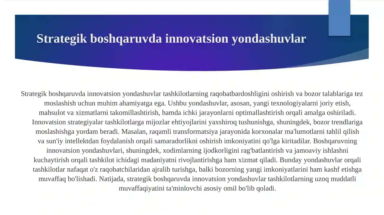 Strategikbpshqaruvda innovatsion yechimlar va ular 3