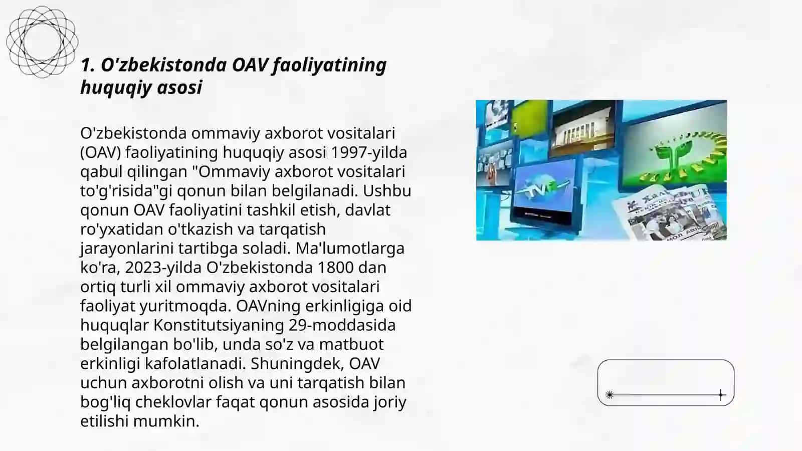 O'zbekistonda OAV faoliyatining huquqiy asosi 3