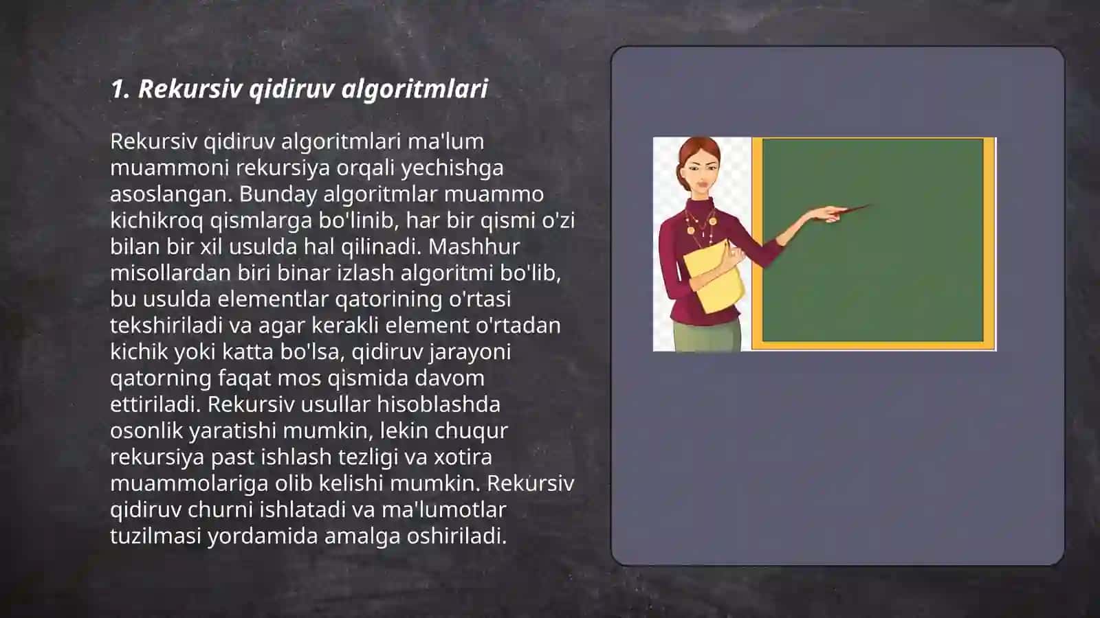 Rekursiv va saralash algoritmlaria oid algoritmlar tuzin 3
