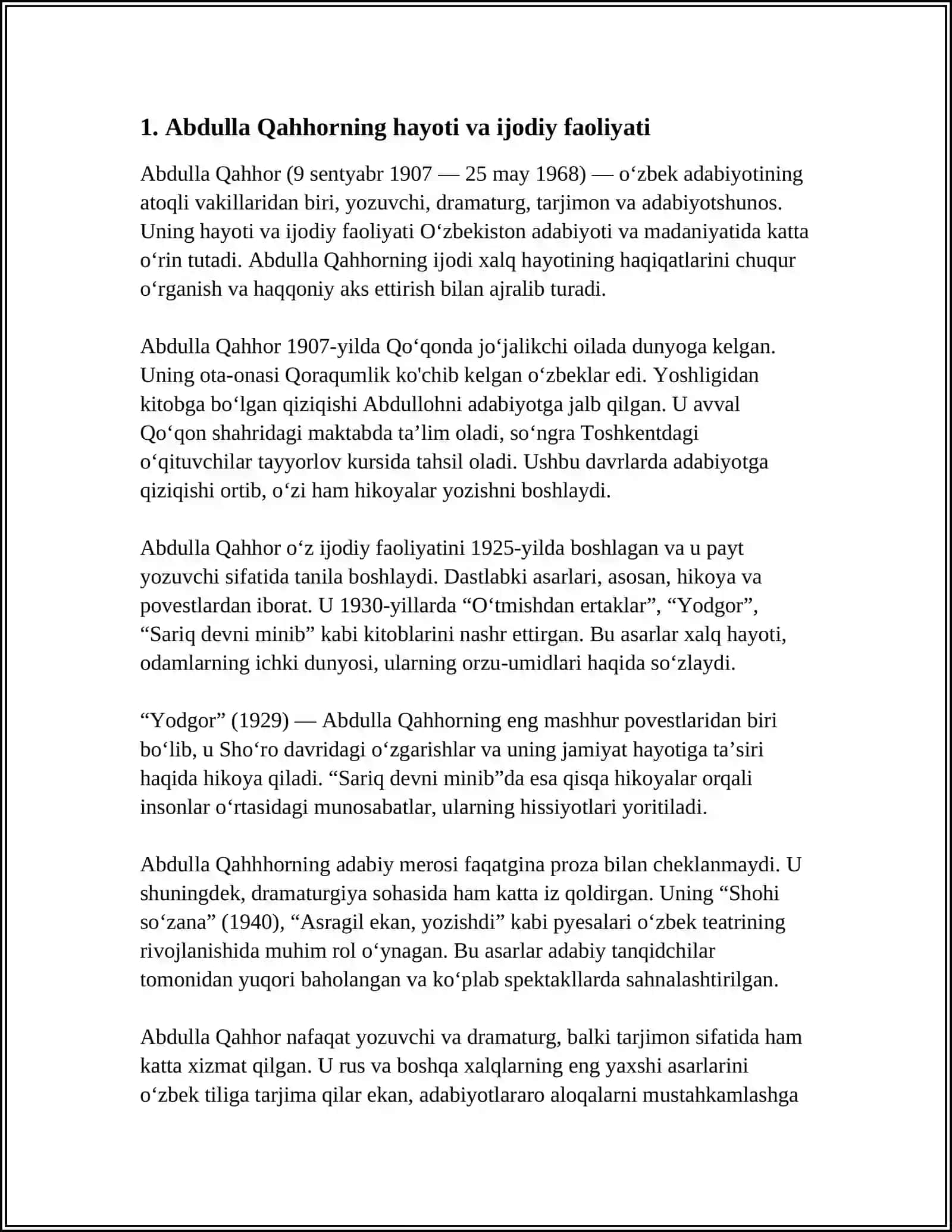ABDULLA QAHHORNING HIKOYANAVISLIK MAHORATI 3