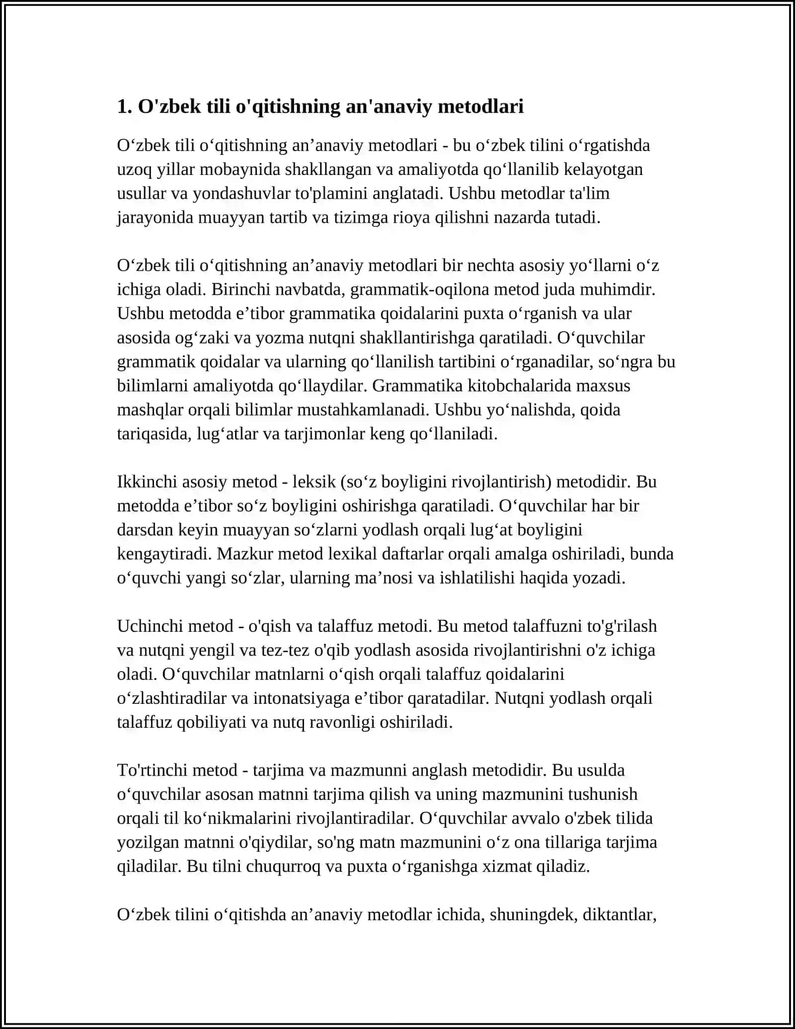 ONA TILI FANINI O'QITISH METODIKASI UCHUN METODLAR 3
