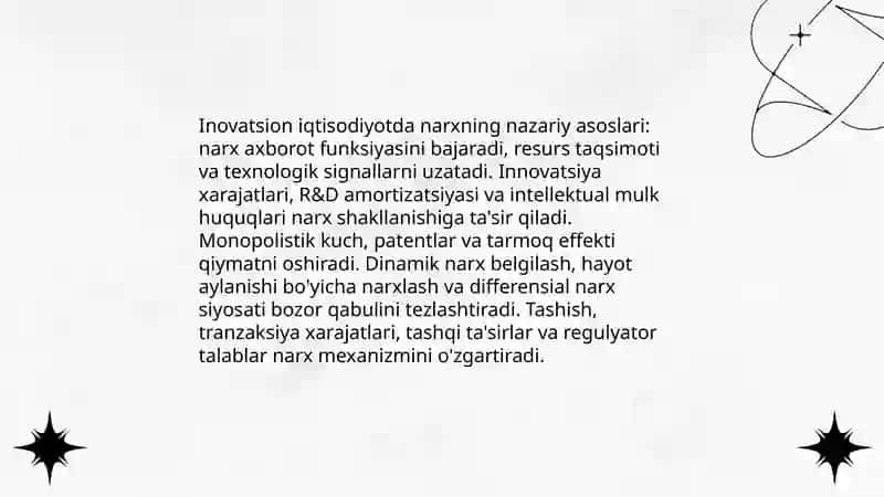 Inovatsion iqtisodiyot sharoitida narxning shakllanishi 3