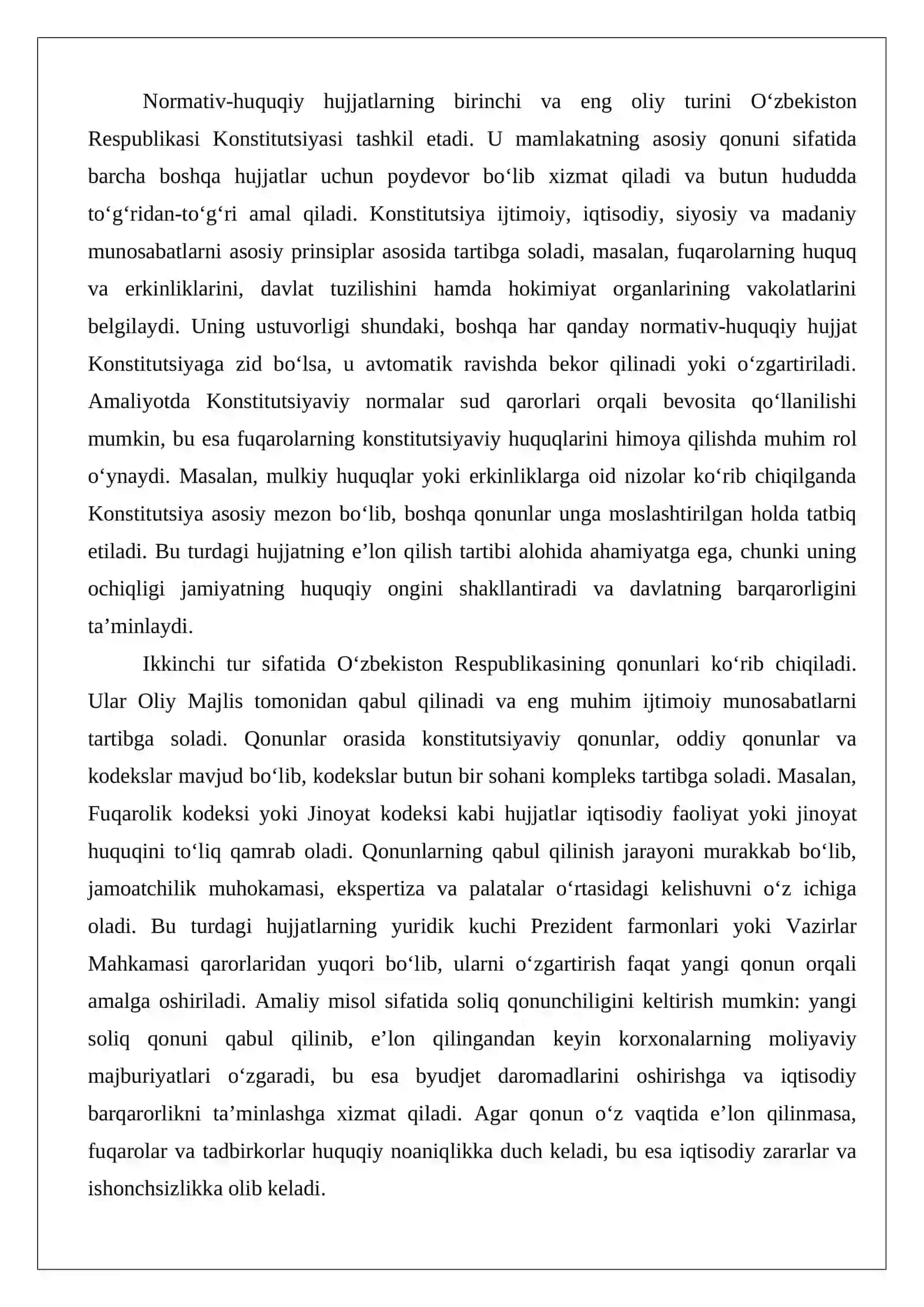 Normativ-huquqiy hujjatlarni e’lon qilish, amal qilish va kuchga kirishi 3