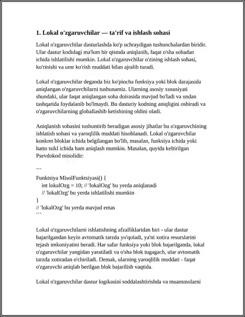 LOKAL VA GLOBAL OʻZGARUVCHILAR(C++DASTURLASH TILI) 3