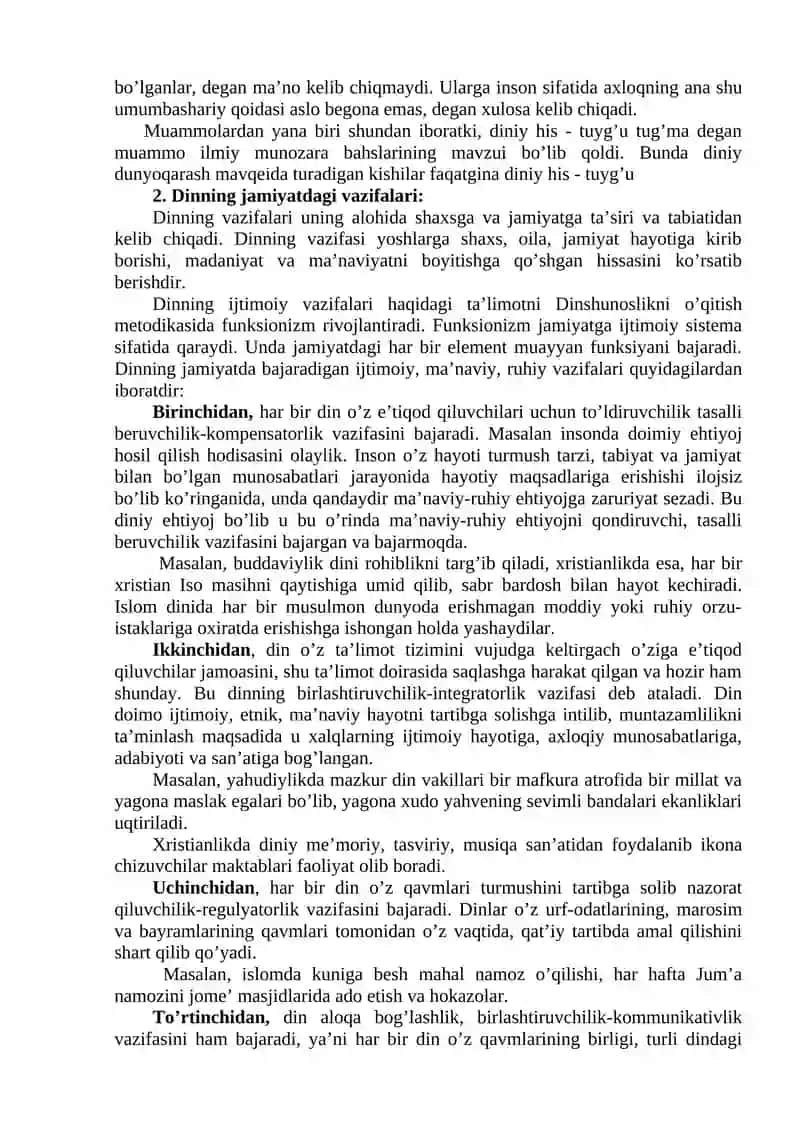 Dinshunoslik fanining predmeti, maqsadi va vazifalari 3