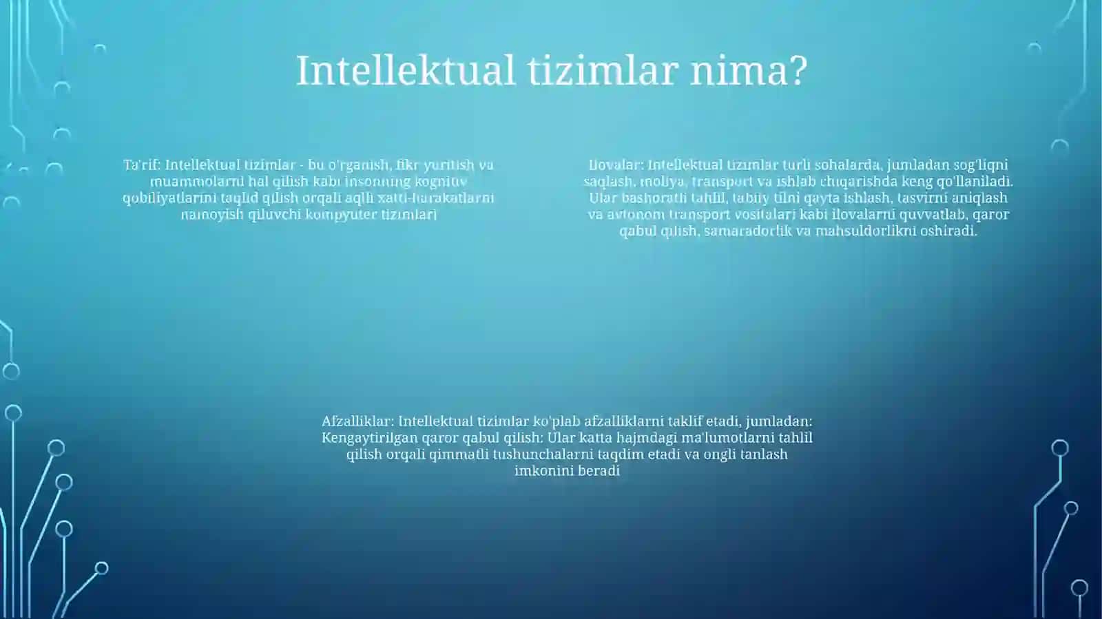 Intelektual Tizimlar Va Texnologiyalar 3