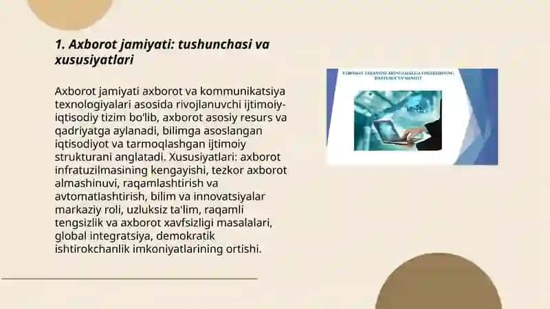 Axborot jamiyati: tushunchasi va xususiyatlari 3