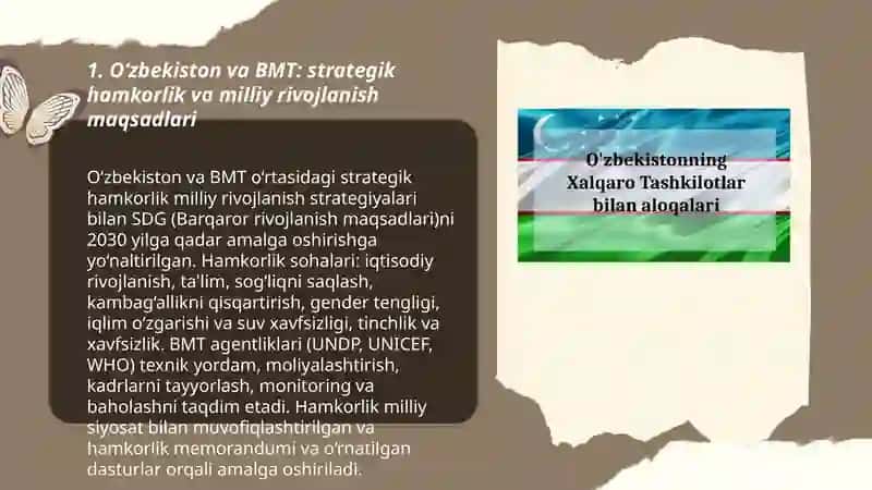 O‘zbekistonning xalqaro tashkilotlar bilan hamkorlik aloqalari 3