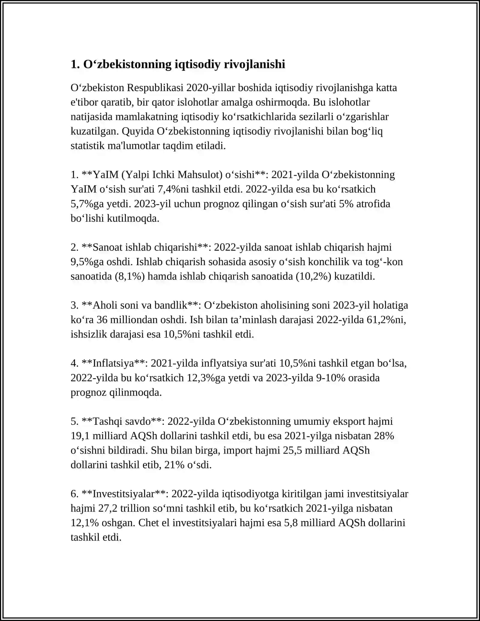 OʻZBEKISTON RESPUBLIKASI RIVOJLANISHINING OʻRTA OSIYODAGI AHAMIYATI 3