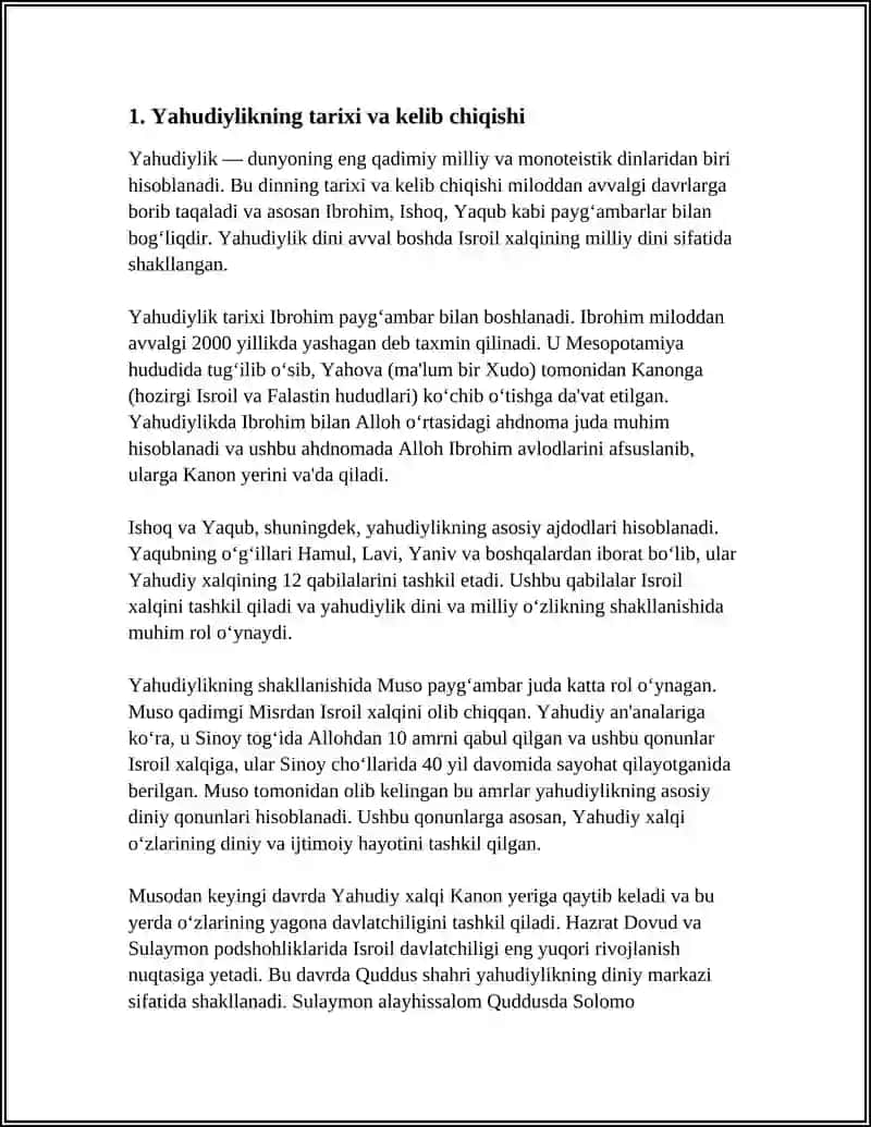 MILLIY DINLAR: YAHUDIYLIK 3