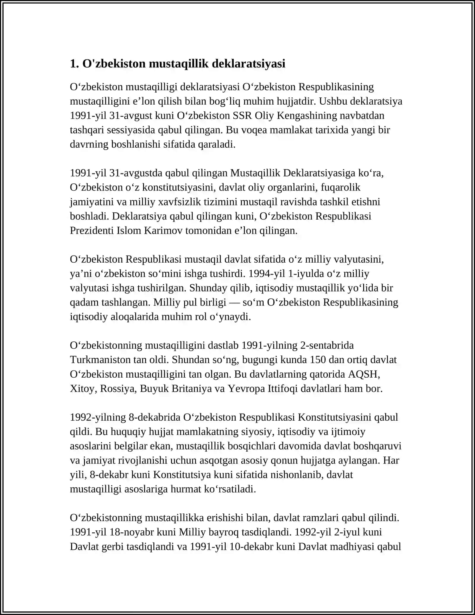 O‘zbekiston Mustaqillik Deklaratsiyasi 3