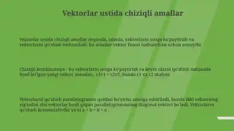 Vektorlar ustida chiziqli amallar 3