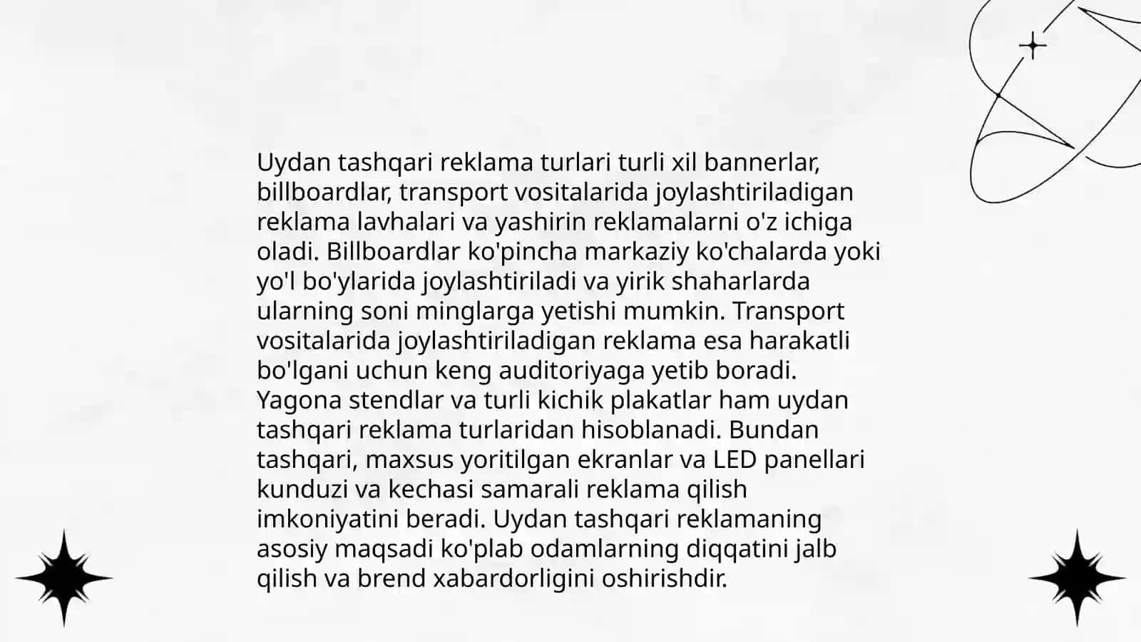 Uydan tashqari reklama turlari 3
