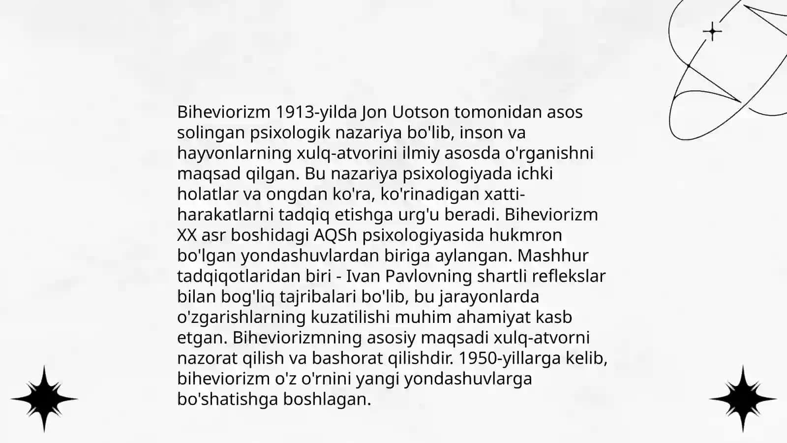 Bixeviorizm maktabi haqida umumiy ma'lumot 3