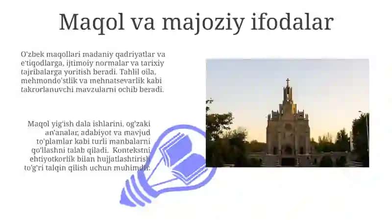 Oʻzbek xalq maqollarini toʻplash va mazmunini sharhlab tahlil qilish 3
