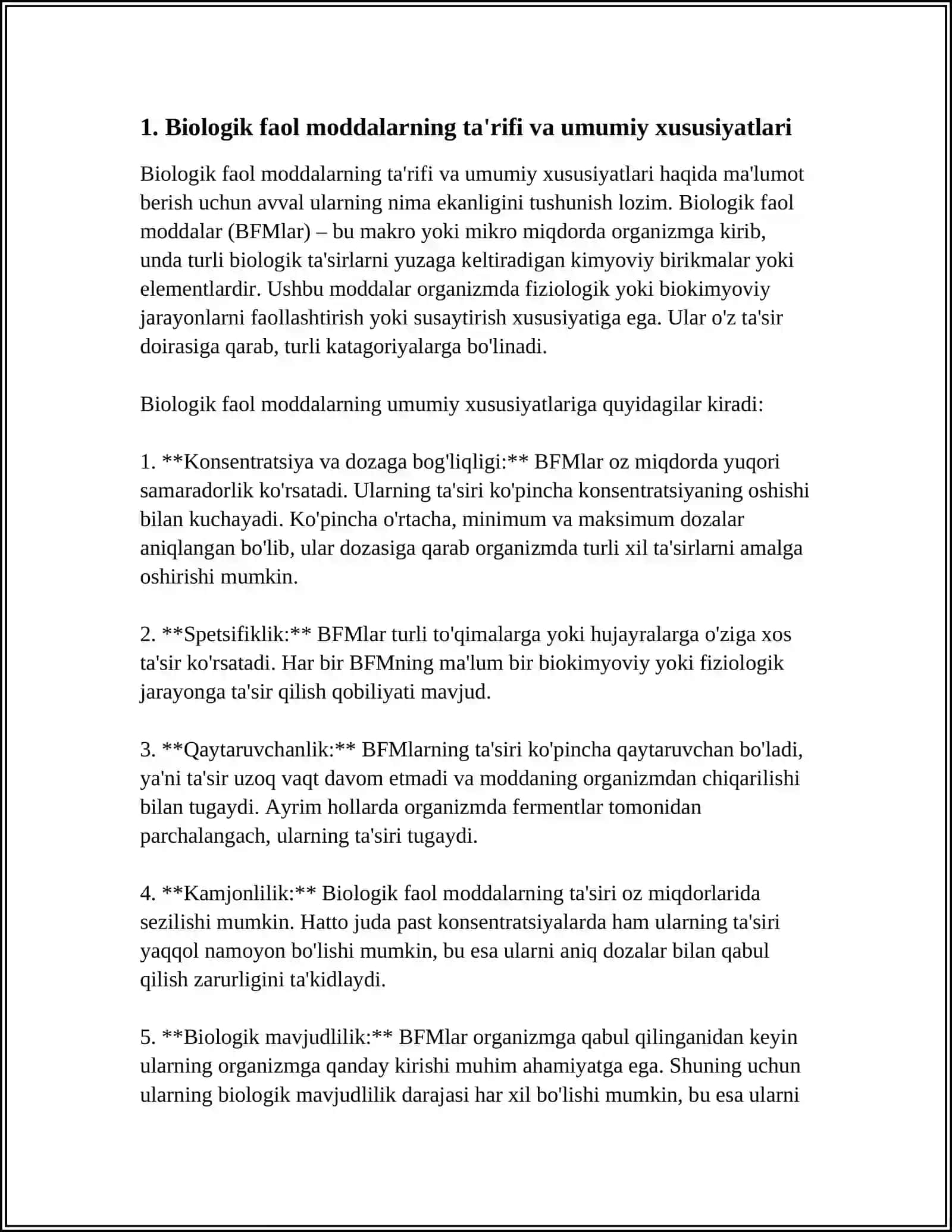 BIOLOGIK FAOL MODDALAR VA ULARNING XUSUSIYATLARI 3