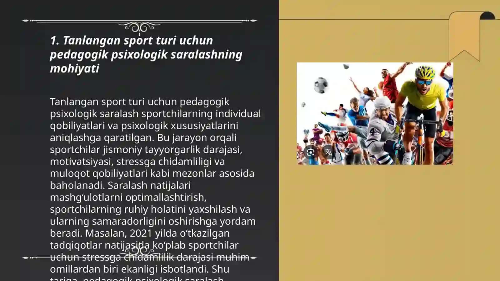 Tanlangan sport turiga saralash va yonaltirishning umumiy (pedagogik psioxologik, tibbiy -biologik) asoslari 3