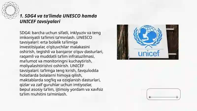 Taʼlimda xalqaro tashkilotlar tavsiyalari (UNESCO UNICEF) 3