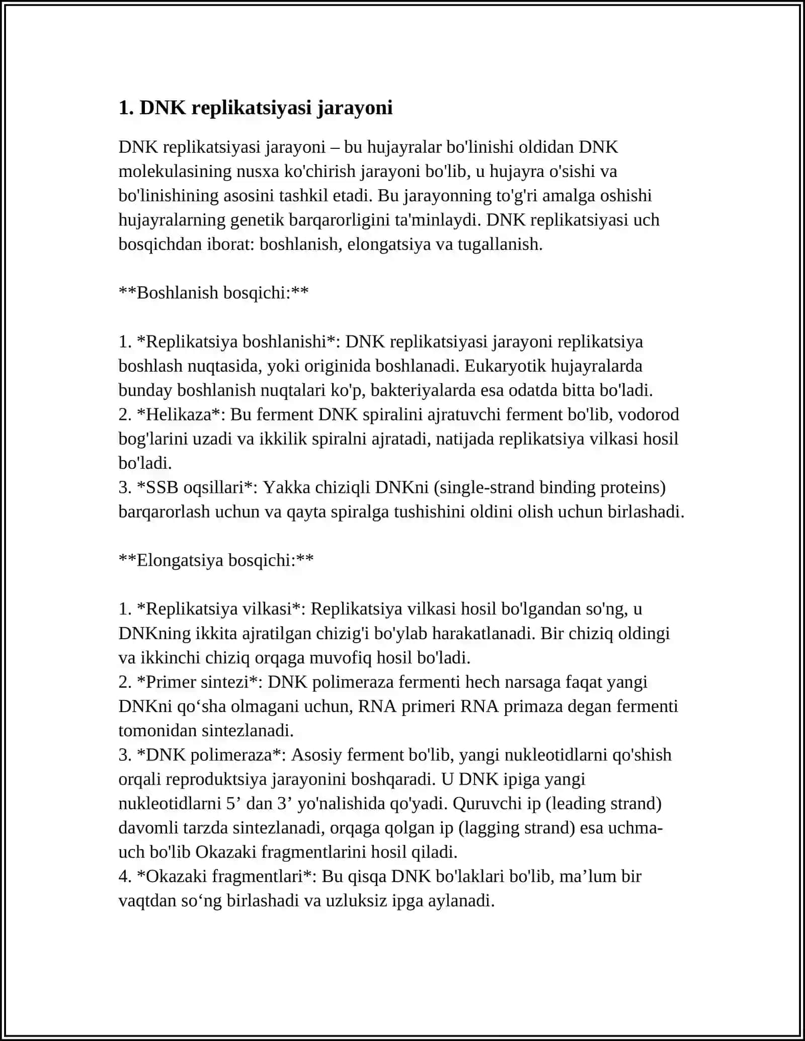 DNKNING OQSIL BIOSINTEZIDAGI ROLI.GENETIK INJENERIYA.OʻZGARUVCHANLIK VA UNING SHAKLLARI 3