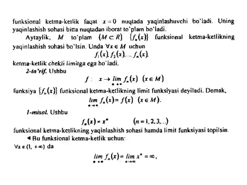 Funksional ketma ketlik va funksional qatorlar 3