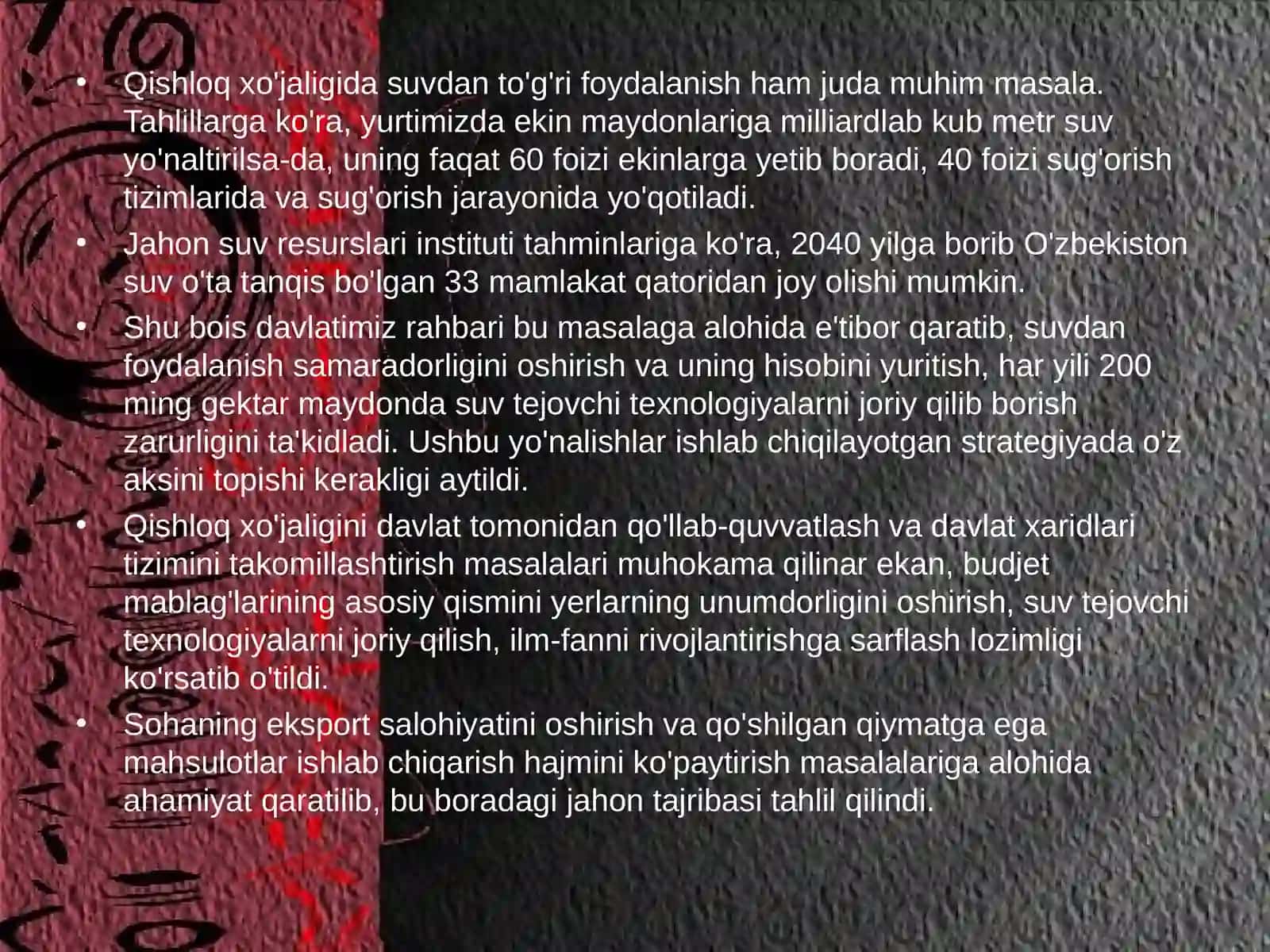 O'zbekistonda qishloq xo'jaligi va sanoat sohasidagi o'zgarishlar 3