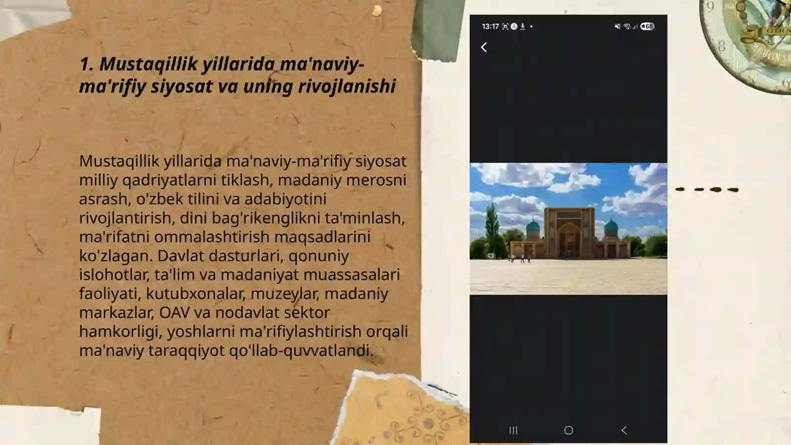 Mustaqillik yillarida Õzbekistondagi ma'naviy va madaniy taraqqiyot 3
