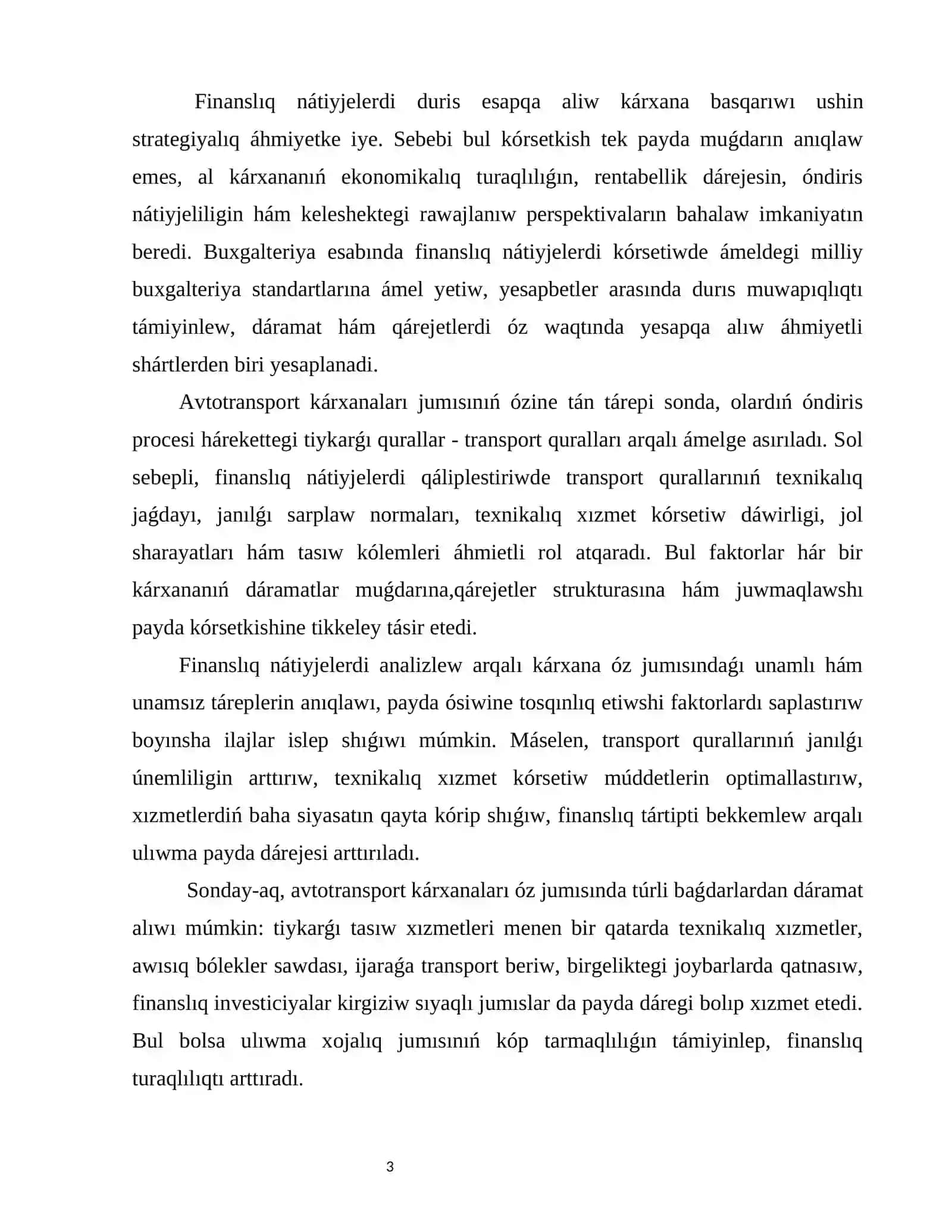 Avtotransport karxanalarında úliwma xojalıq qızmeti 3