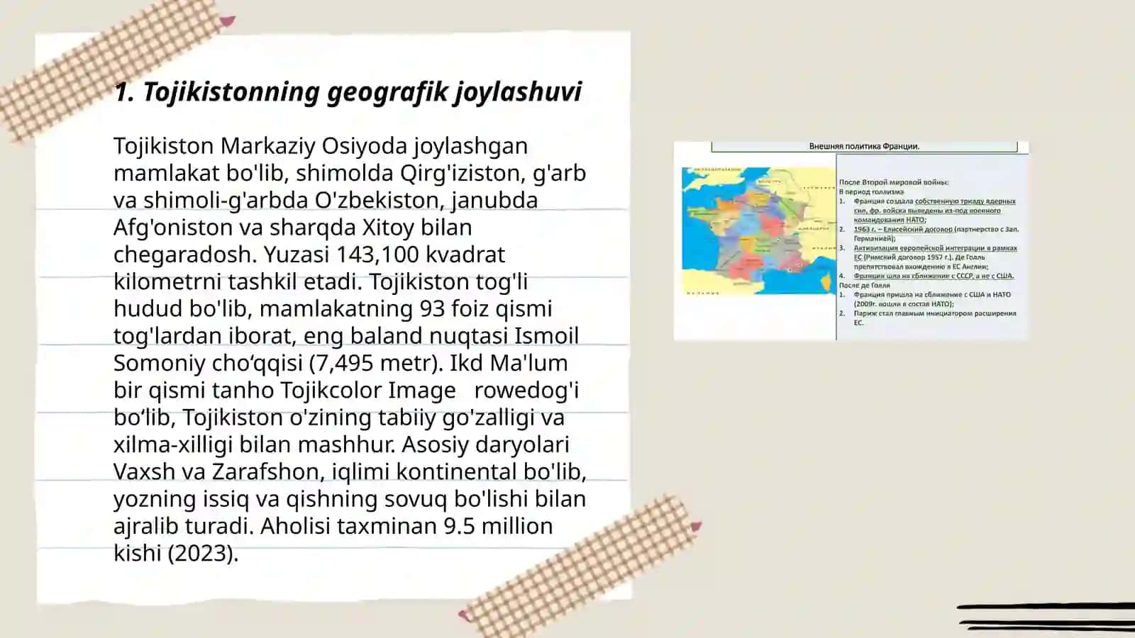 Tojikiston respublikasiga umumiy geografik tavsif 3